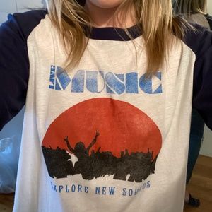 PST by Project Social T “Live Music” graphic print 3/4 sleeve baseball t-shirt S